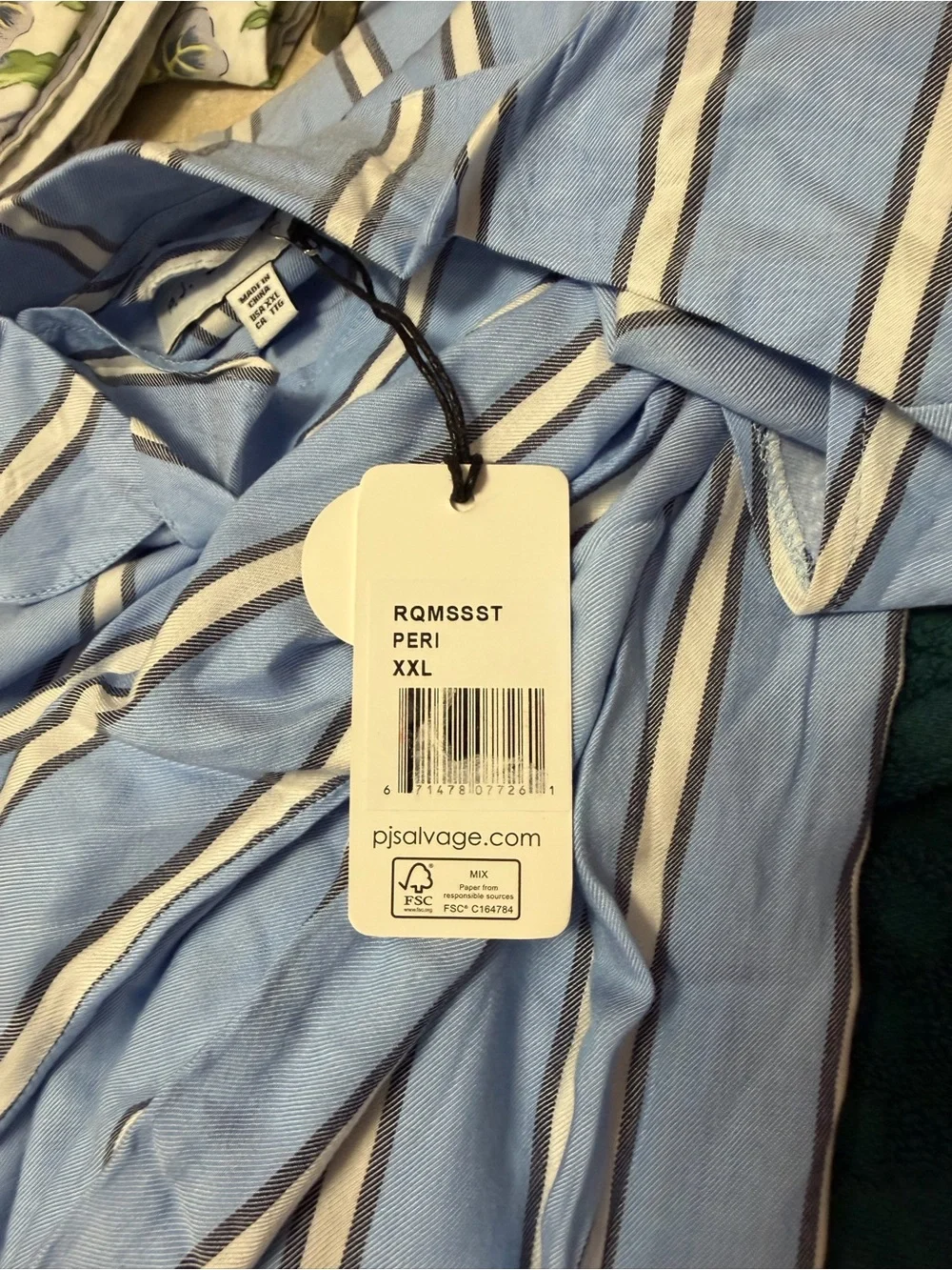 P.J. Salvage Stripe Woven Pajama Lounge Set Periwinkle Blue